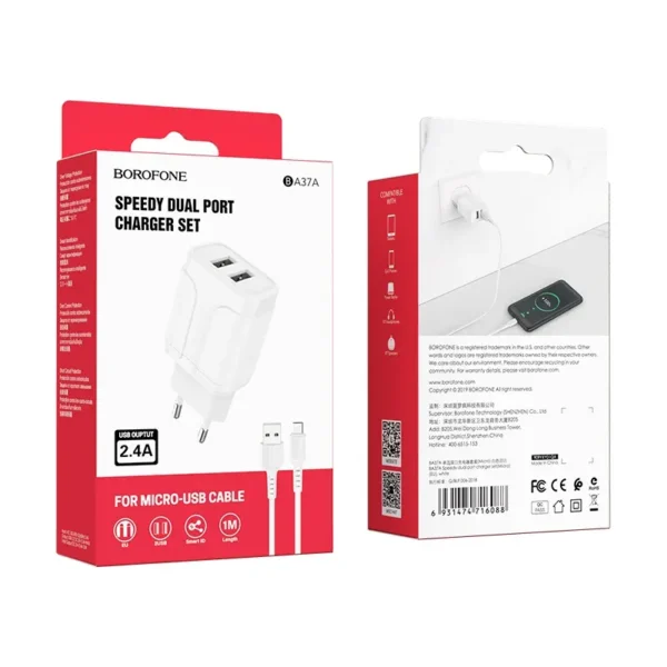 شارژر دیواری بروفون مدل BA37A به همراه کابل میکرو - تصویر 10