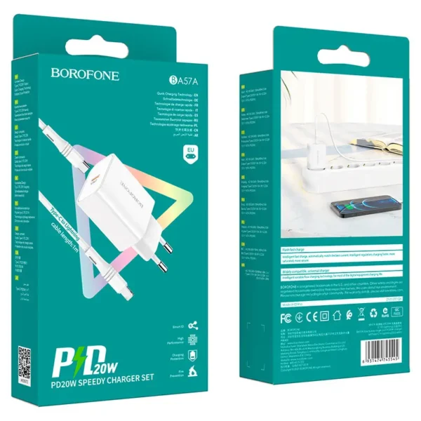 شارژر دیواری PD 20W بروفون مدل BA57A به همراه کابل لایتنینگ - تصویر 7