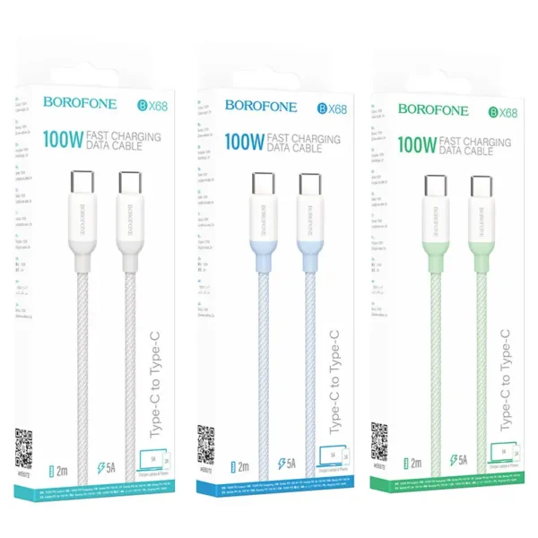 کابل شارژ تایپ سی 100 وات بروفون مدل BX68 طول 2 متر - تصویر 7