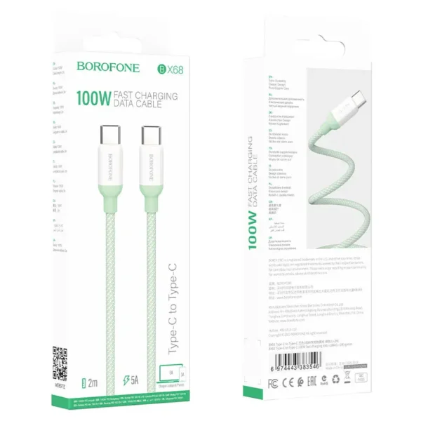 کابل شارژ تایپ سی 100 وات بروفون مدل BX68 طول 2 متر - تصویر 10